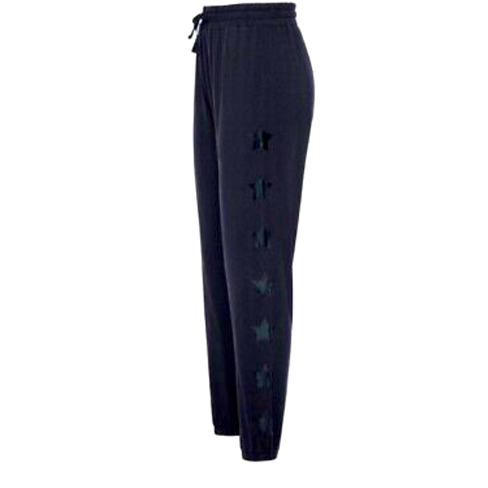 JustFab Women Ret $59 Black Side Star Active Straight Leg Great Fit Joggers Sz M